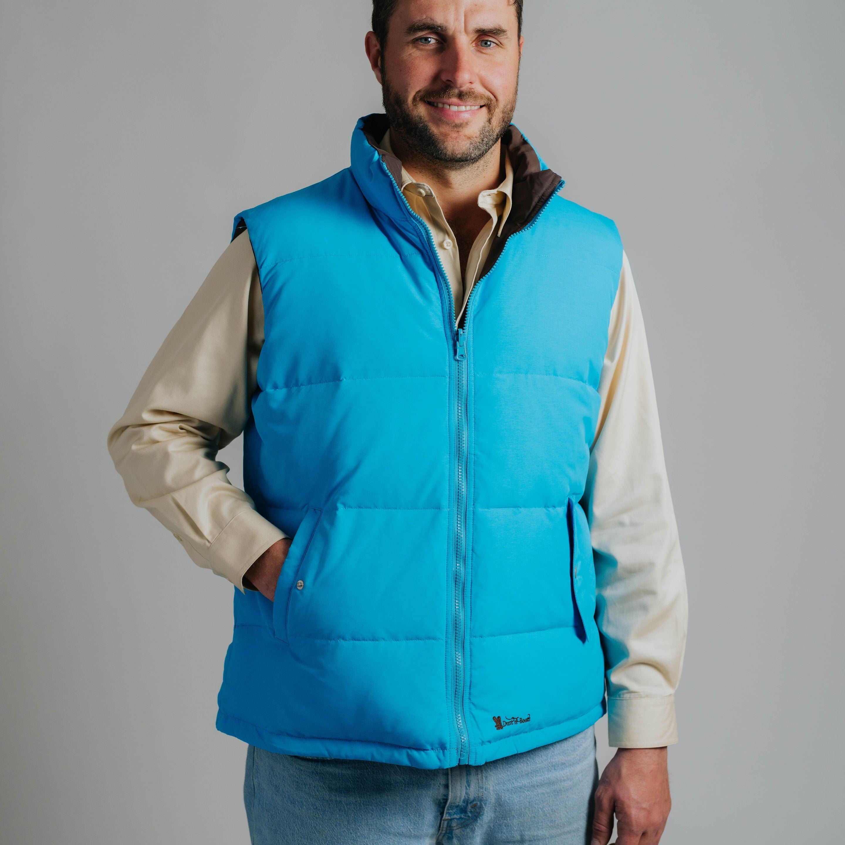 Reversible Vest - Aqua/Chocolate