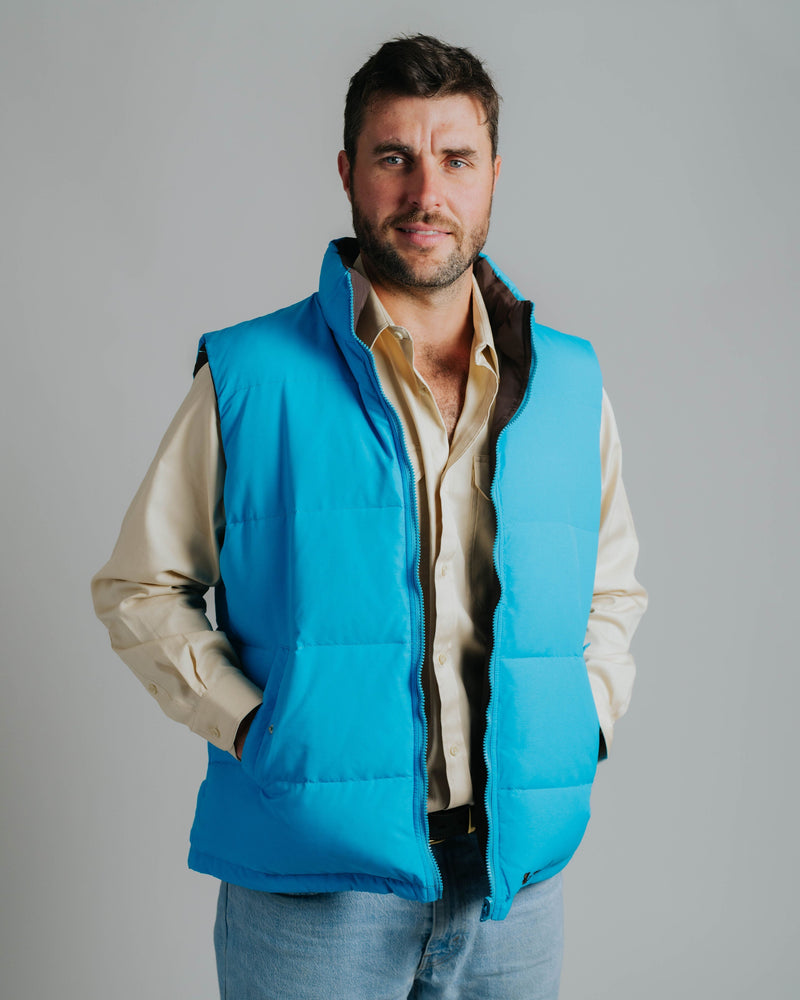 Reversible Vest - Aqua/Chocolate