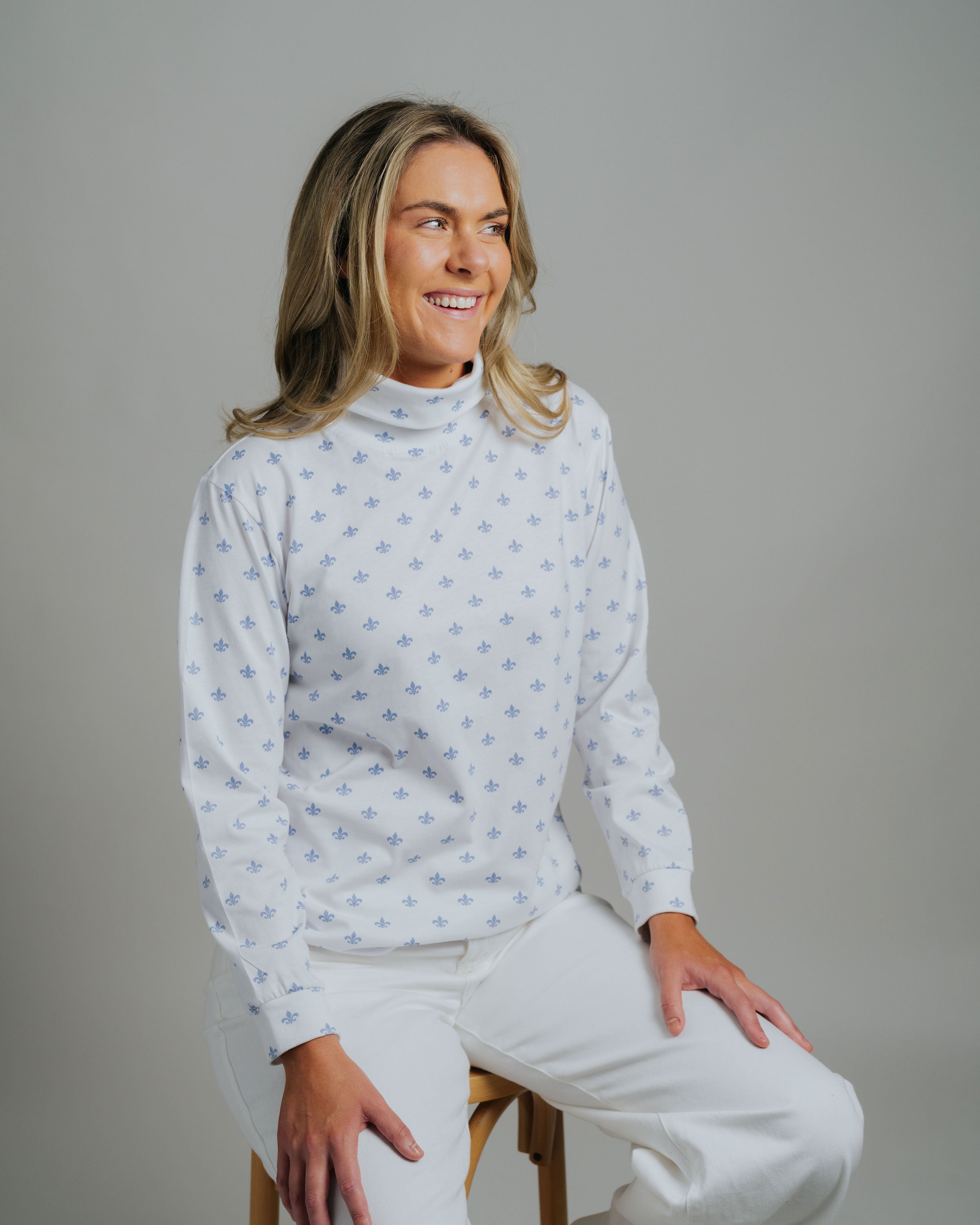 Skivvy Fleur De Lis - Cornflour