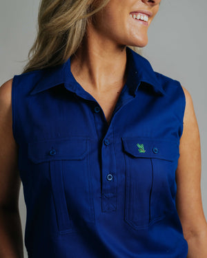 Sleeveless Cobalt Work Shirt