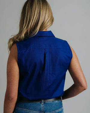 Sleeveless Cobalt Work Shirt