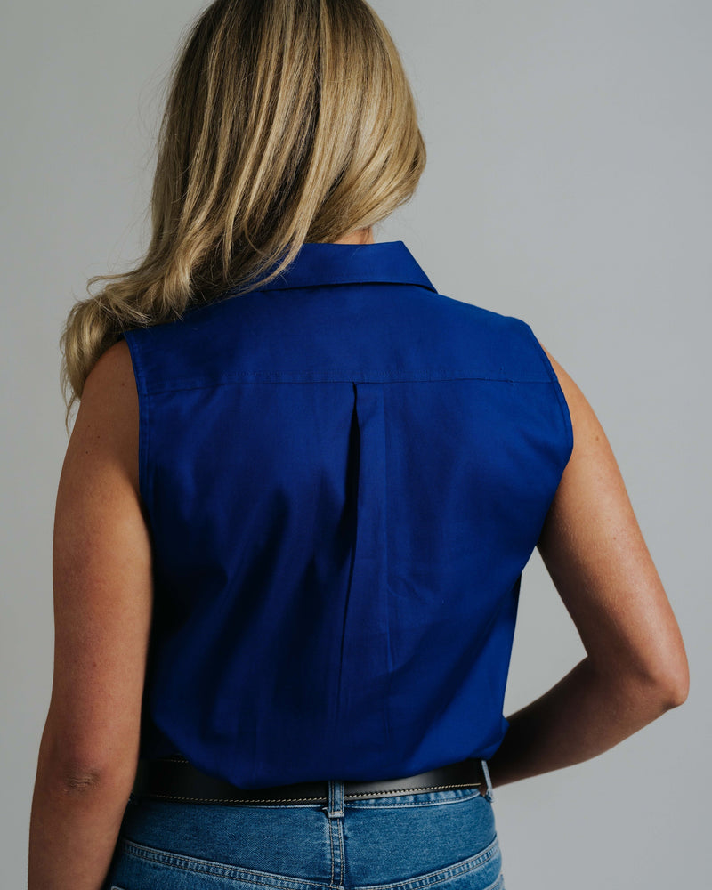 Sleeveless Cobalt Work Shirt