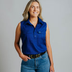 Sleeveless Cobalt Work Shirt