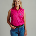 Sleeveless Fuchsia Work Shirt
