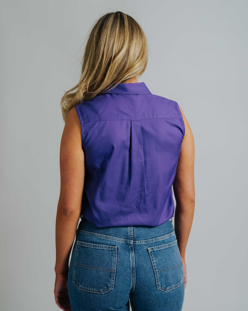 Sleeveless Purple Work Shirt