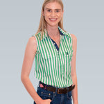 Sleeveless Thick Green Stripe