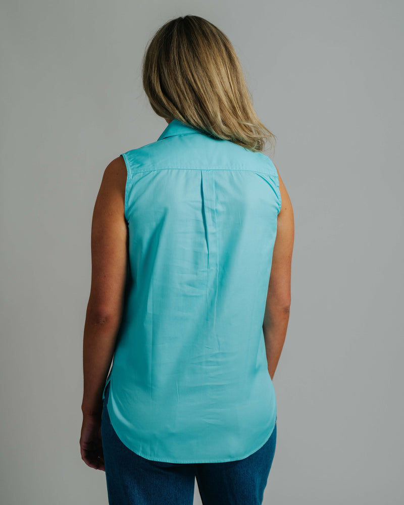 Sleeveless Turquoise Work Shirt