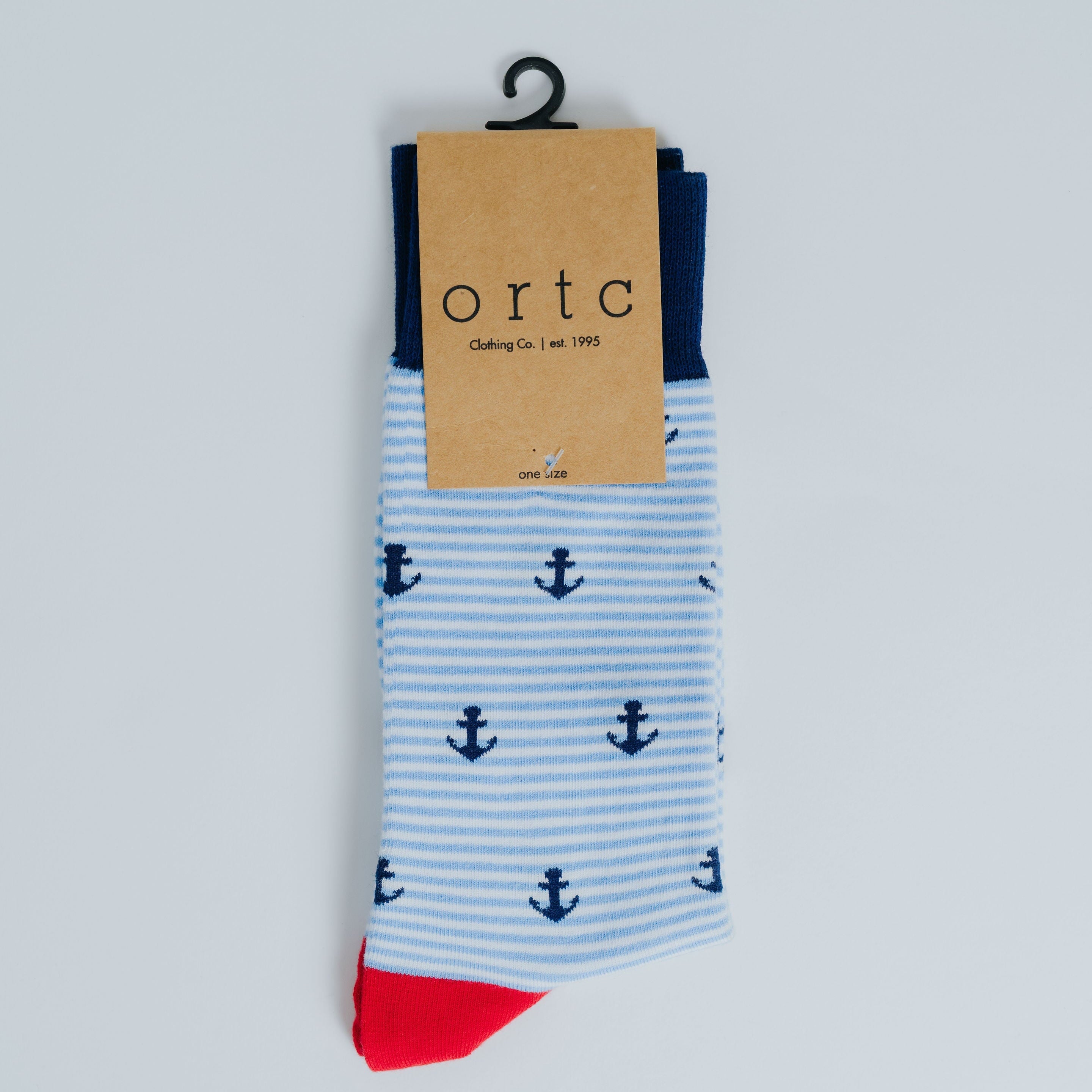 Socks - Pale Stripe Anchors