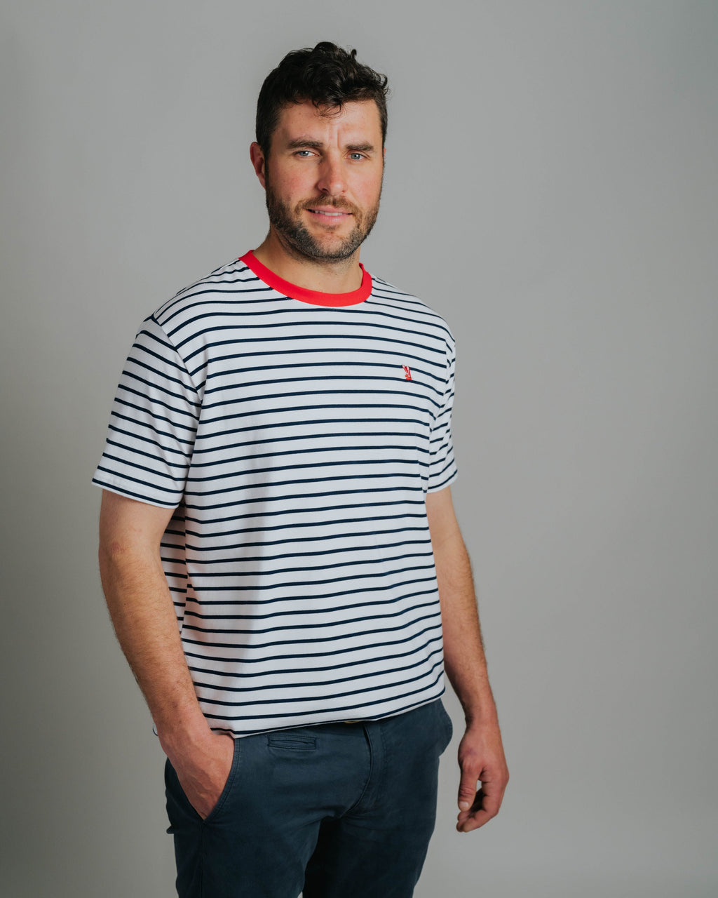 T-shirt - Navy/White Stripe