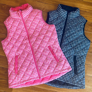 August delivery - Ladies Navy/White Gingham Vest