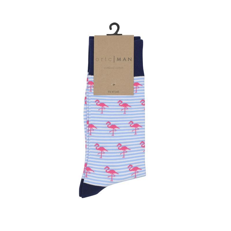 Blue Stripe Flamingos - Socks
