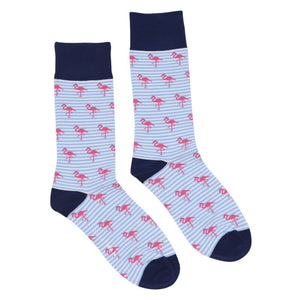 Blue Stripe Flamingos - Socks