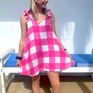Capri Dress - Pink Check
