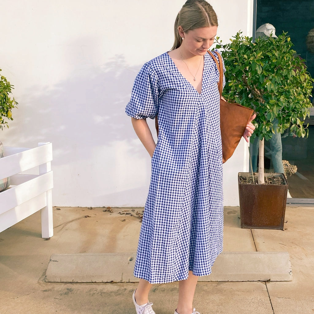 Charlotte Dress - Navy Check