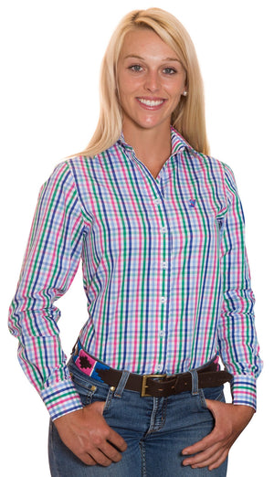 Coco N3-Navy/Green/Pink Check Relaxed Fit Shirt
