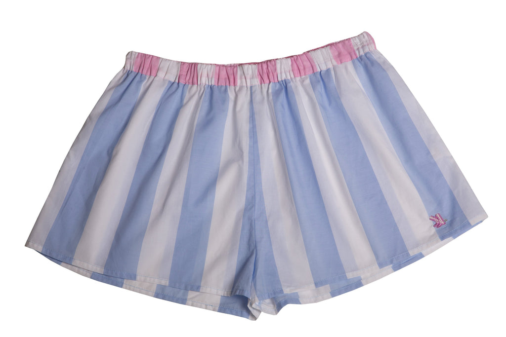 E-Blue Stripe/Pink Trim Boxer Shorts