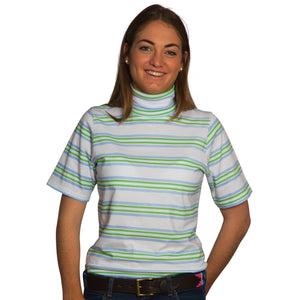 E-Pale Blue/Green Stripe Short Sleeve Skivvy