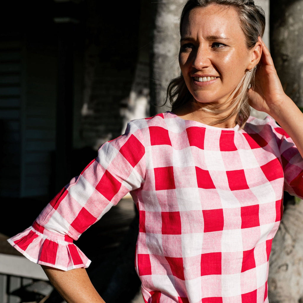 Fred Dress - Raspberry Check