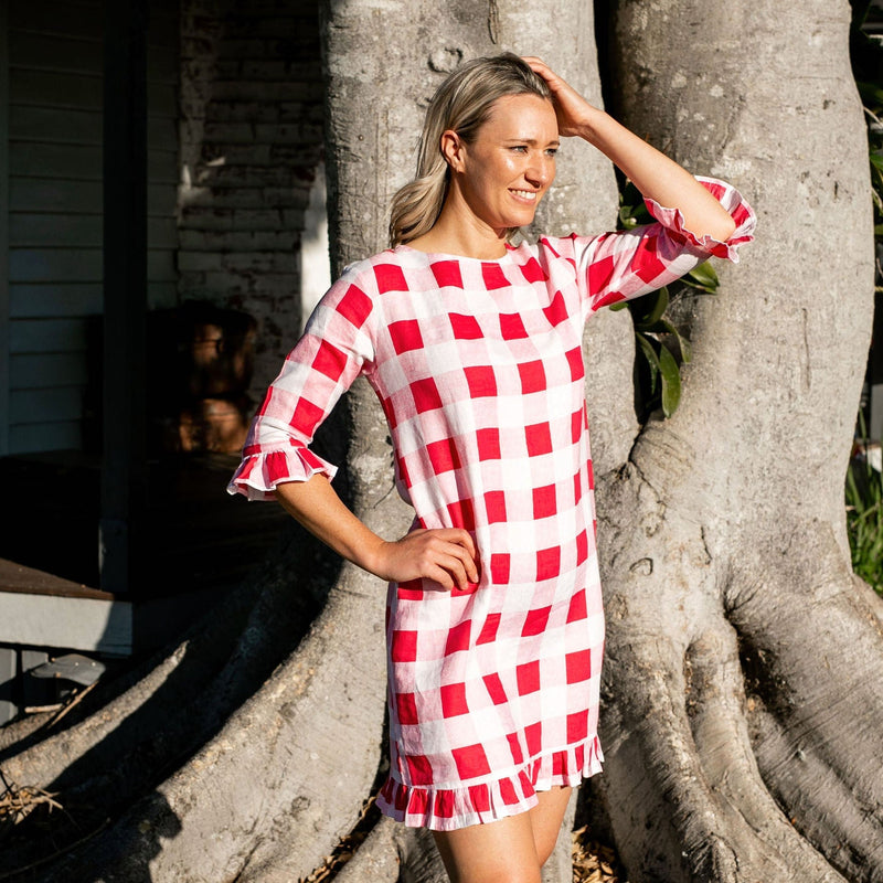Fred Dress - Raspberry Check