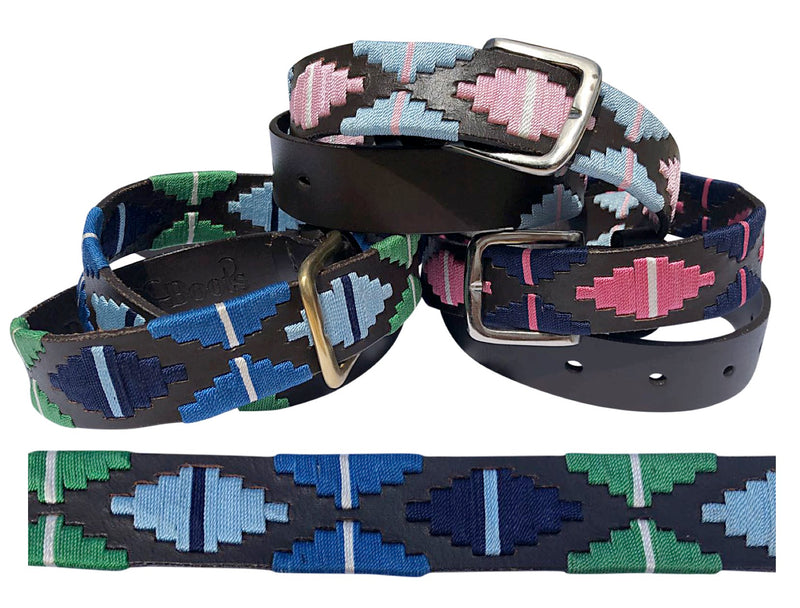 G-Blue/Green/Navy Saddle Leather Designer Belt