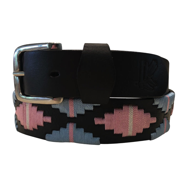 I-Aqua/Pink Saddle Leather Designer Belt