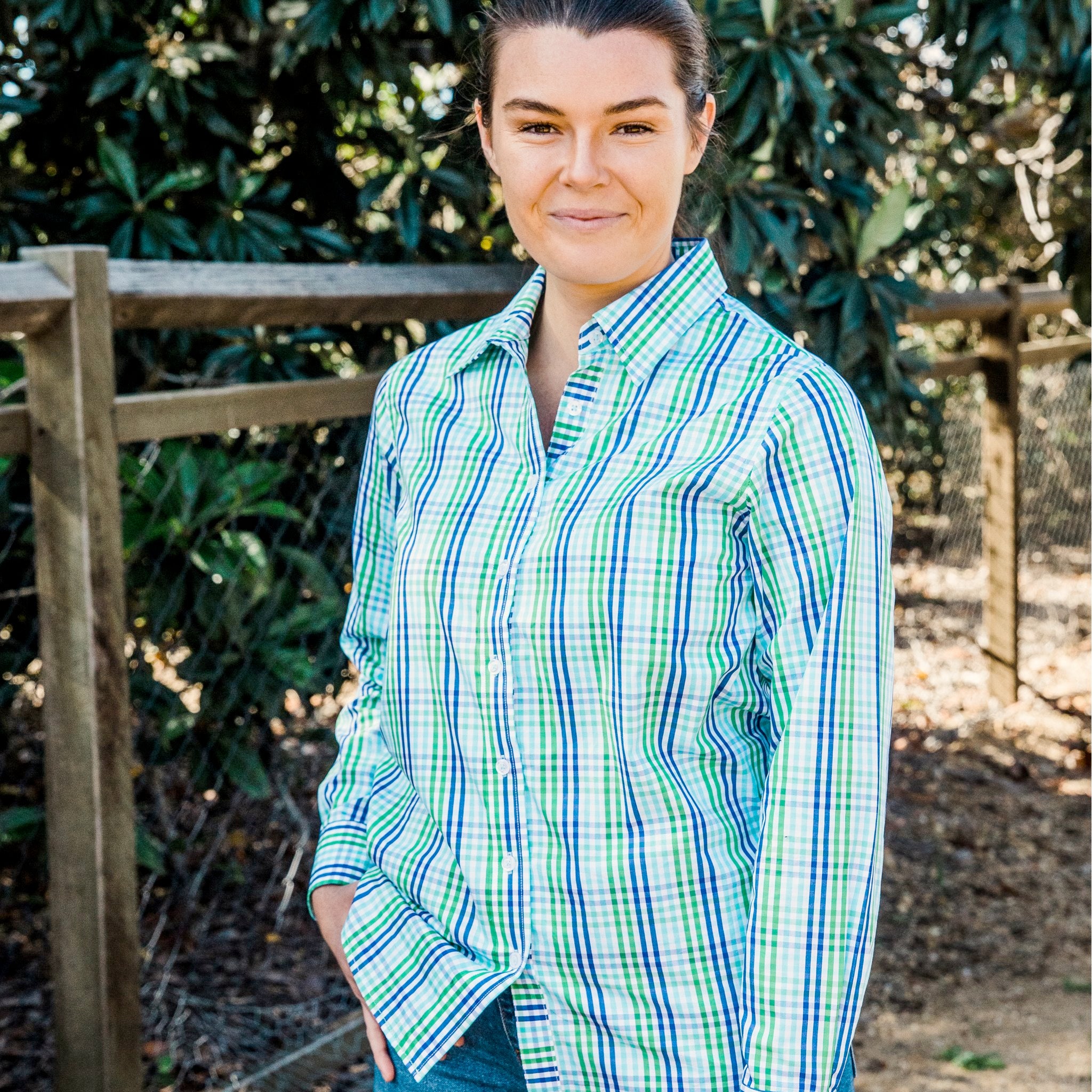 Ladies Coco A-Aqua/Green Check Relaxed Fit Shirt – Dust N Boots