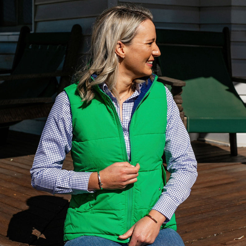 Ladies Green/Cobalt Reversible Vest