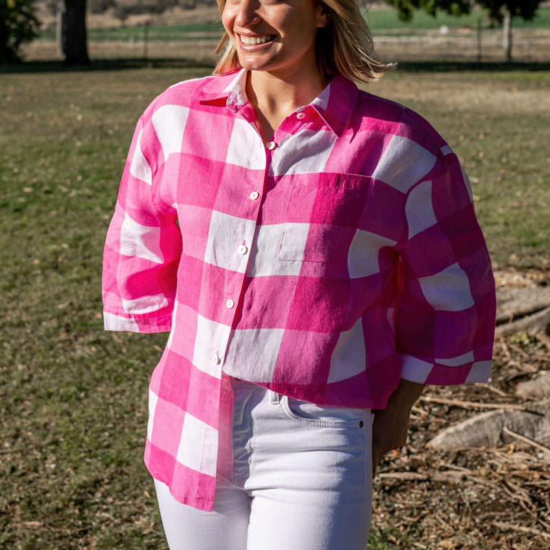 Large Pink Check Top