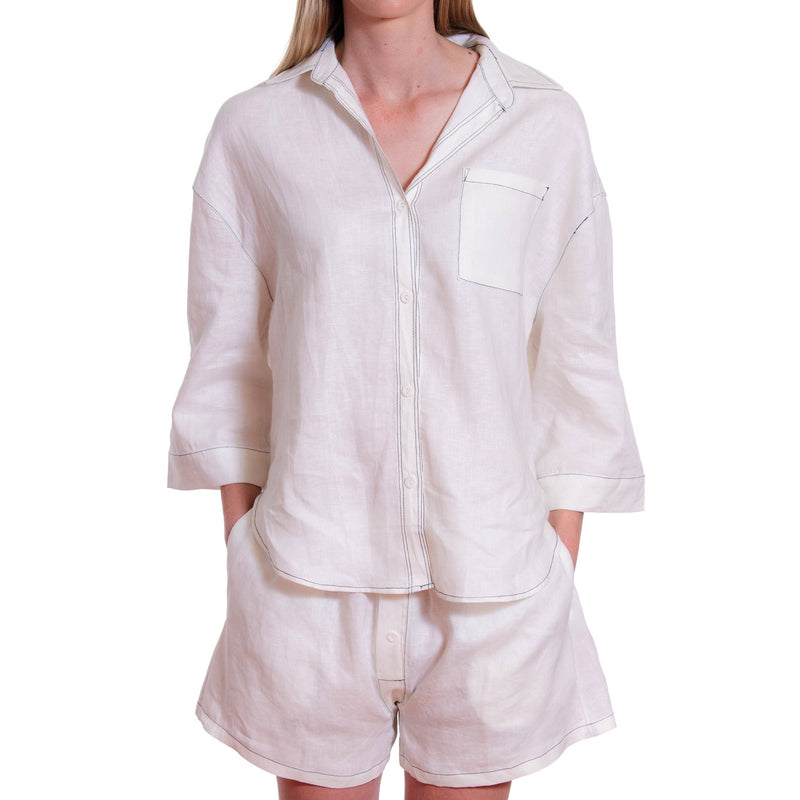 Linen Pyjama Set - White