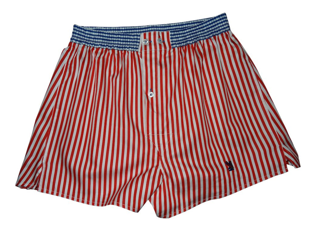 N-Red Stripe/Navy Trim Boxer Shorts