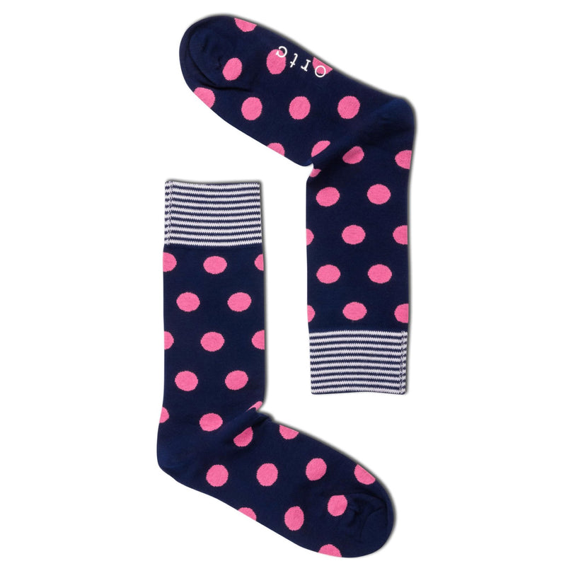 Navy and Pink Spots - Socks