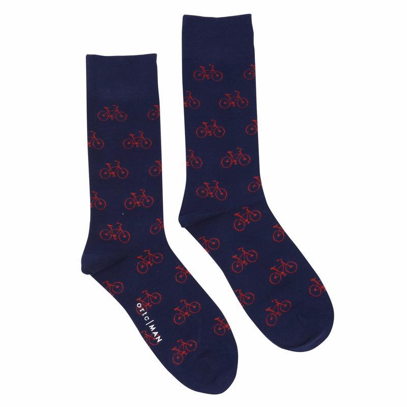 Navy and Red Bicycles - Socks