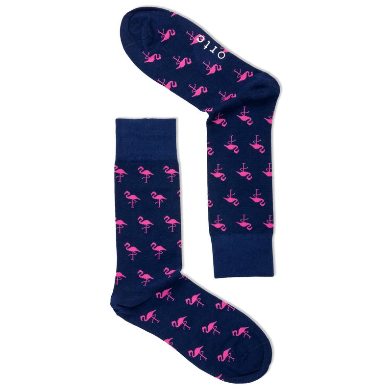 Navy Flamingos Socks