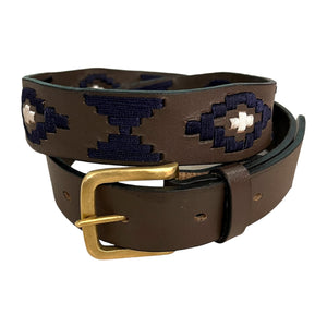 NEW Navy/White Leather Designer Belt