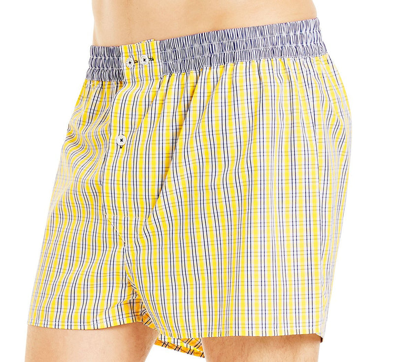 O-Yellow/Navy Check Boxer Shorts