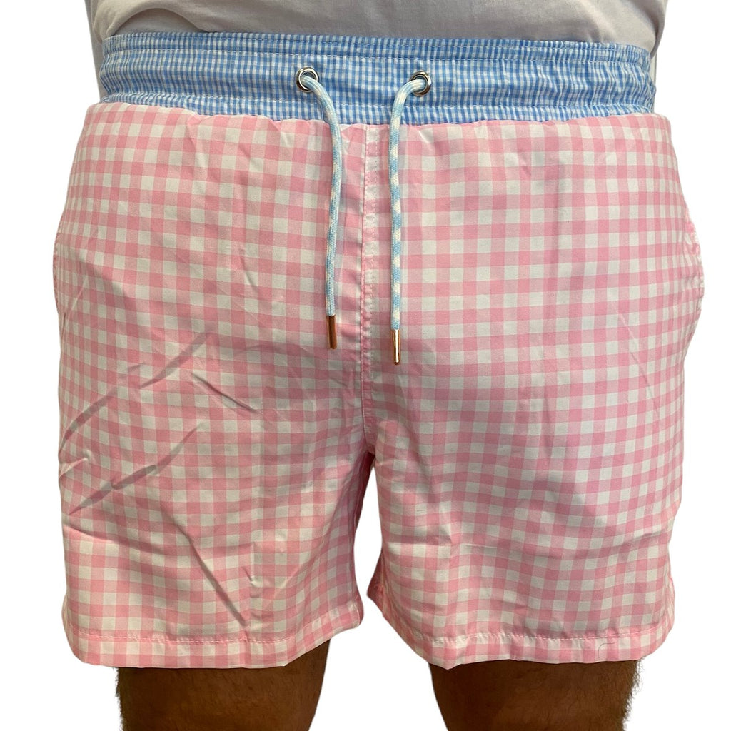 Pink Check Board Shorts
