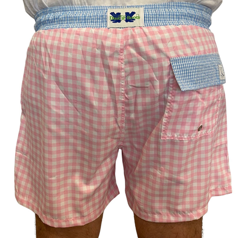 Pink Check Board Shorts