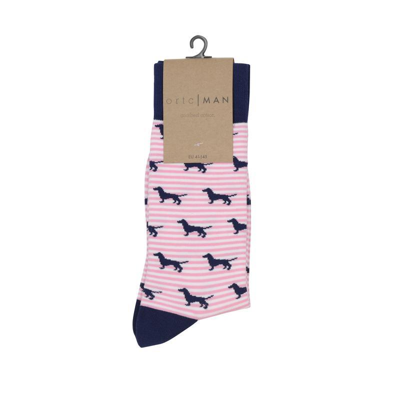Pink Stripe Dachies - Socks